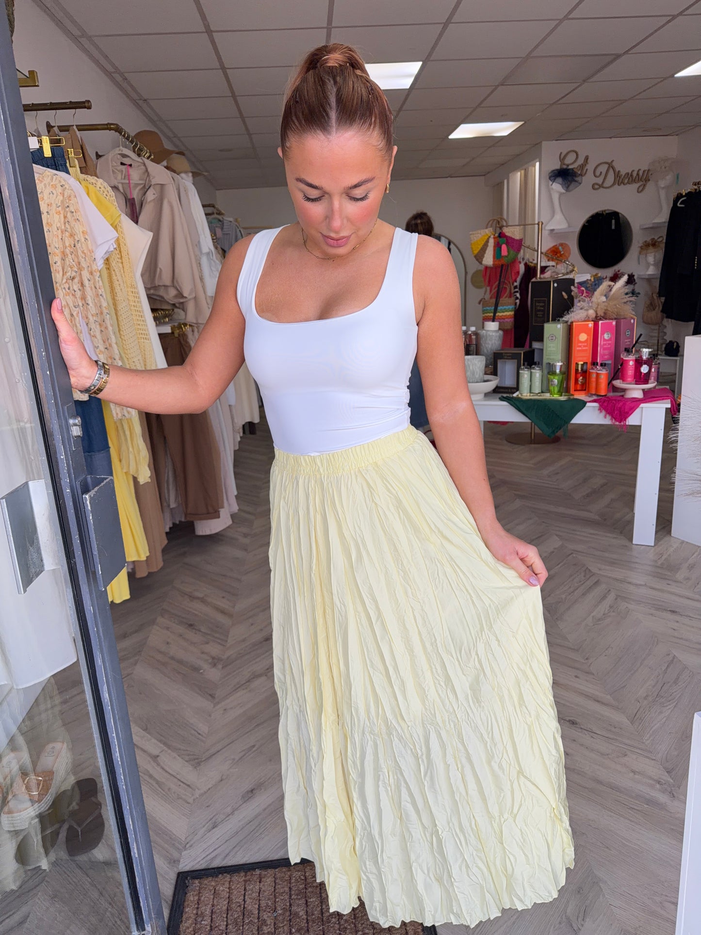 Fifi Crinkled Skirt - Lemon