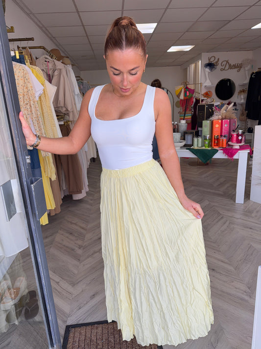 Fifi Crinkled Skirt - Lemon