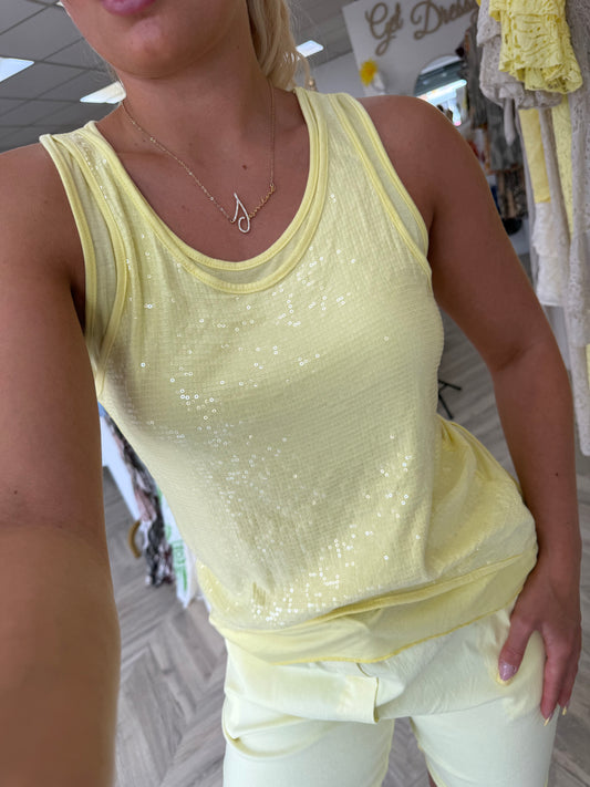Sequin Double Layer Vest - Lemon