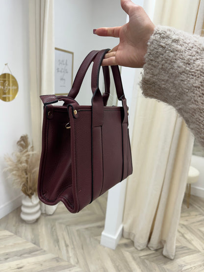 Medium Leather Tote Bag - Burgundy