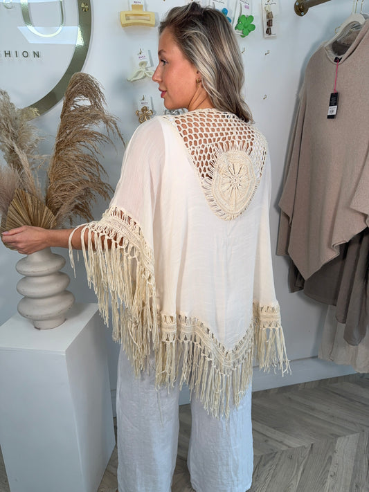 Effie Crochet Coverup Shawl - Cream