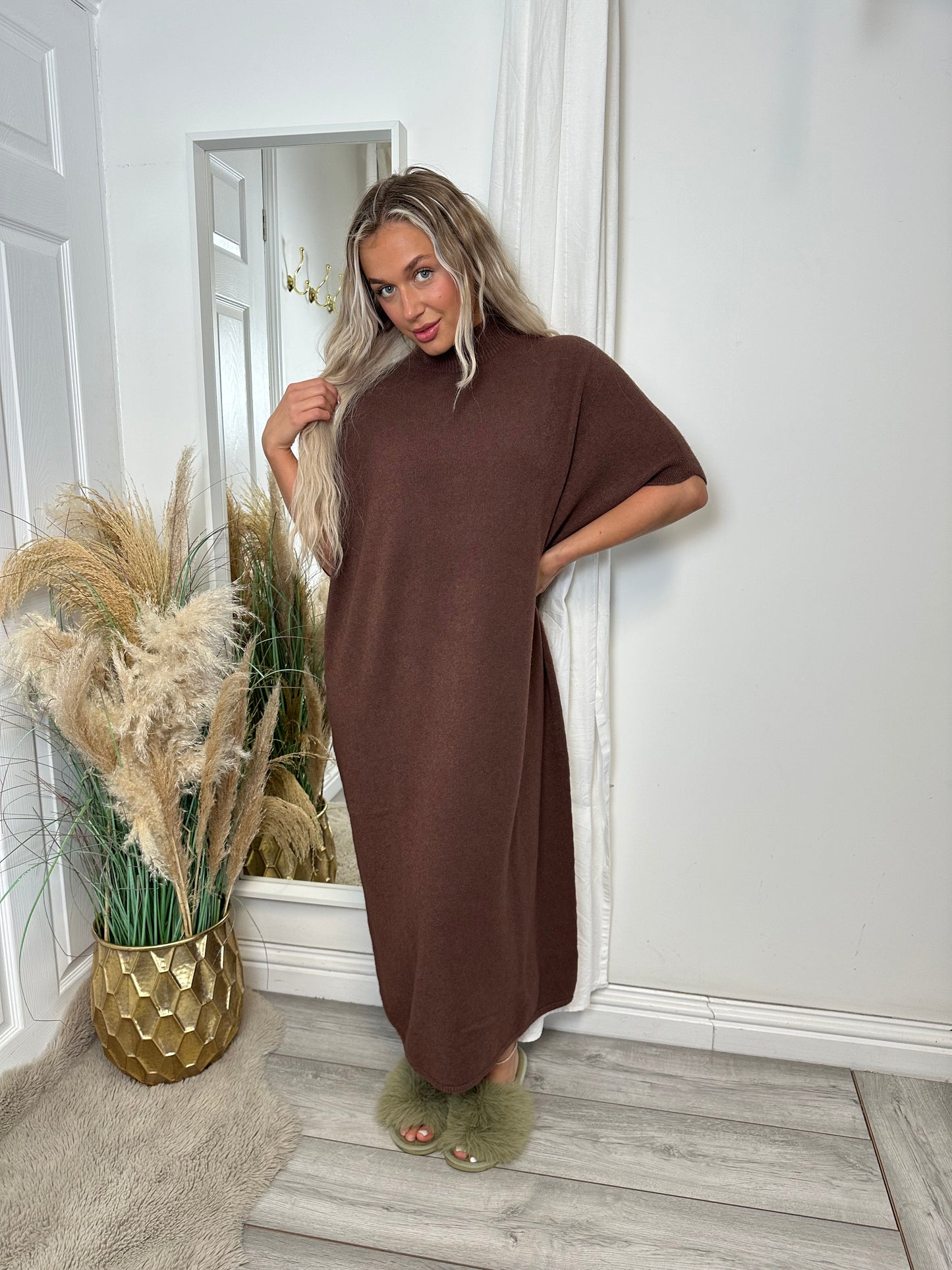 Chocolate Erika Maxi Fine Knit Maxi Jumper Dress