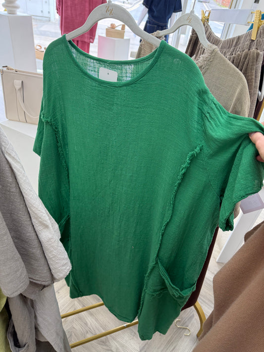 Anya Linen Midi Dress - Green