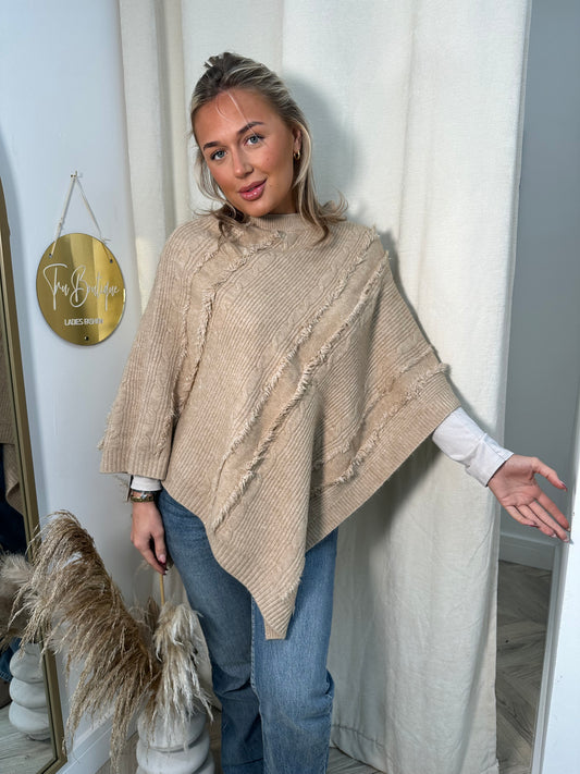 Gabriella Shimmer Cape/Poncho - Camel