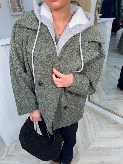 Odessa Jacket with Grey Hooded Insert - Khaki