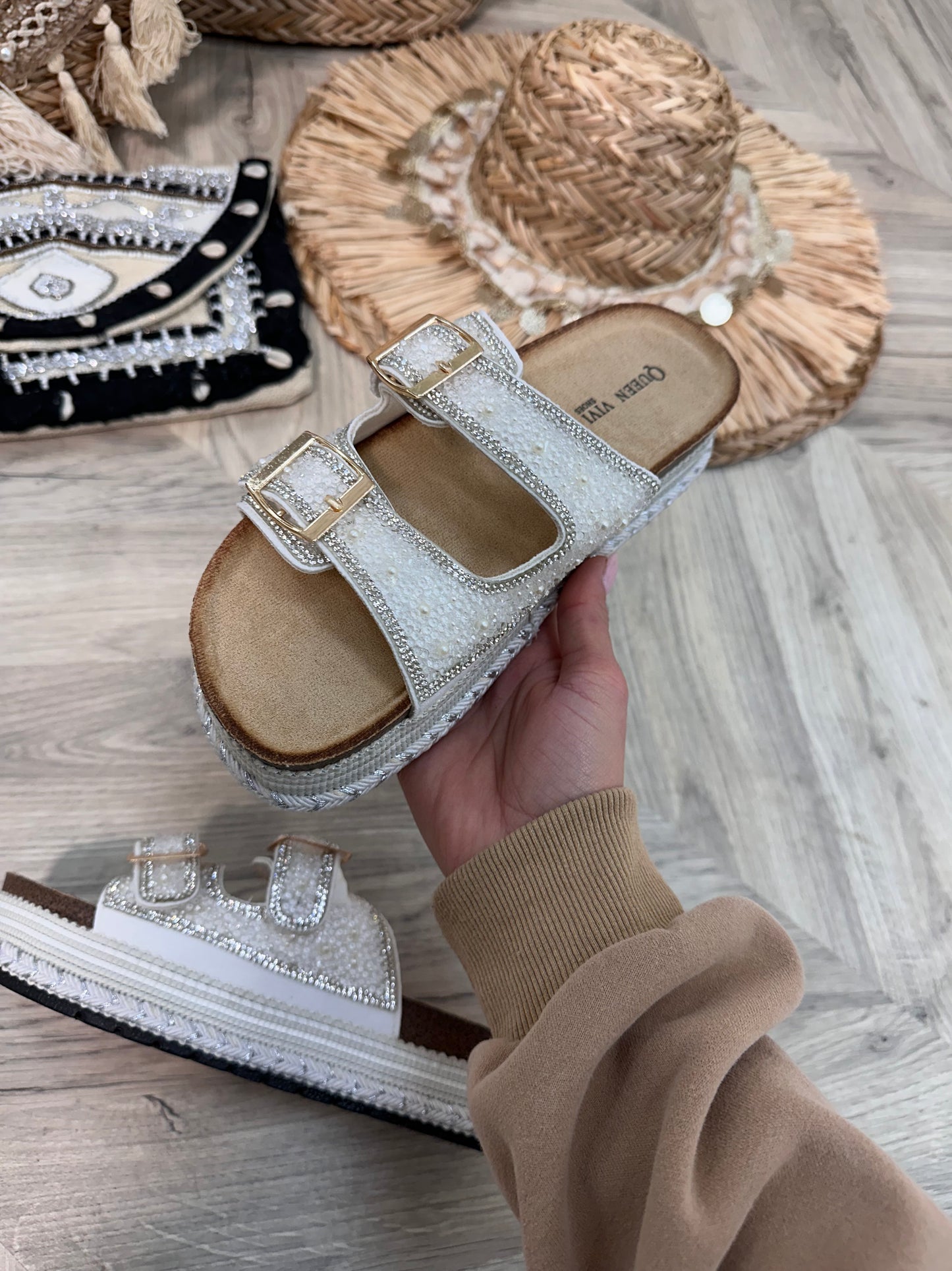 White Aria Embodied Sandles