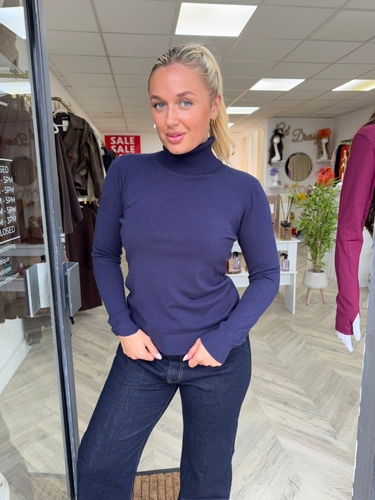 Mimi Turtle Neck Polo - Navy