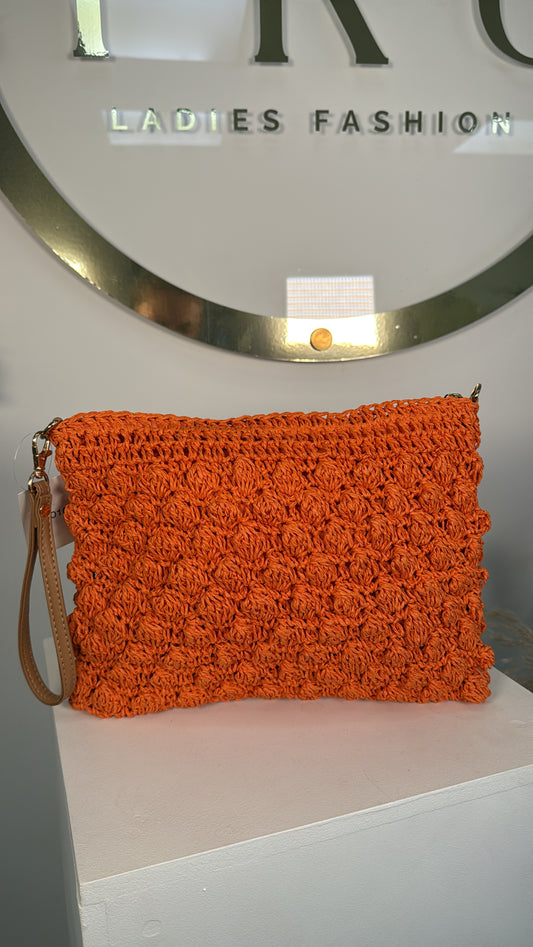 Erin Crochet Clutch Bag - Orange