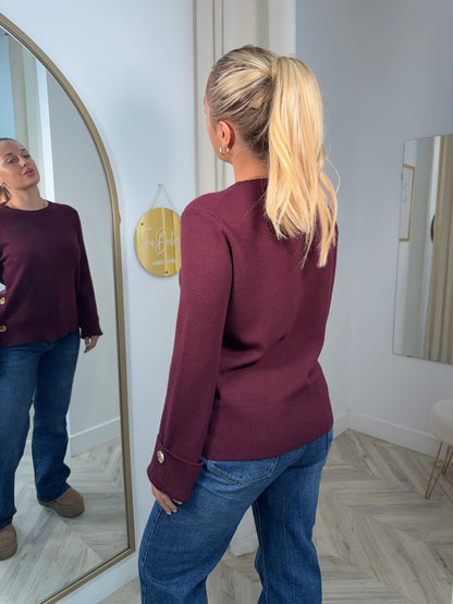 Noor Knitted Sweater - Burgundy