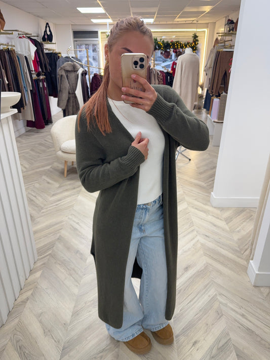 Erika Long Maxi Cardigan - Khaki