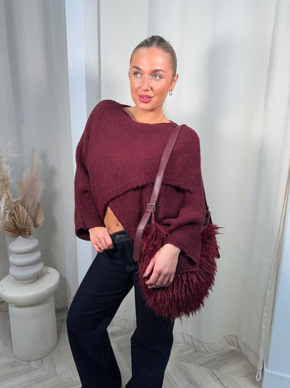 Lavinia Cross Front Sweater - Burgundy