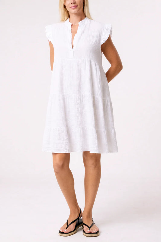 Cleo Cheesecloth Midi Dress - White