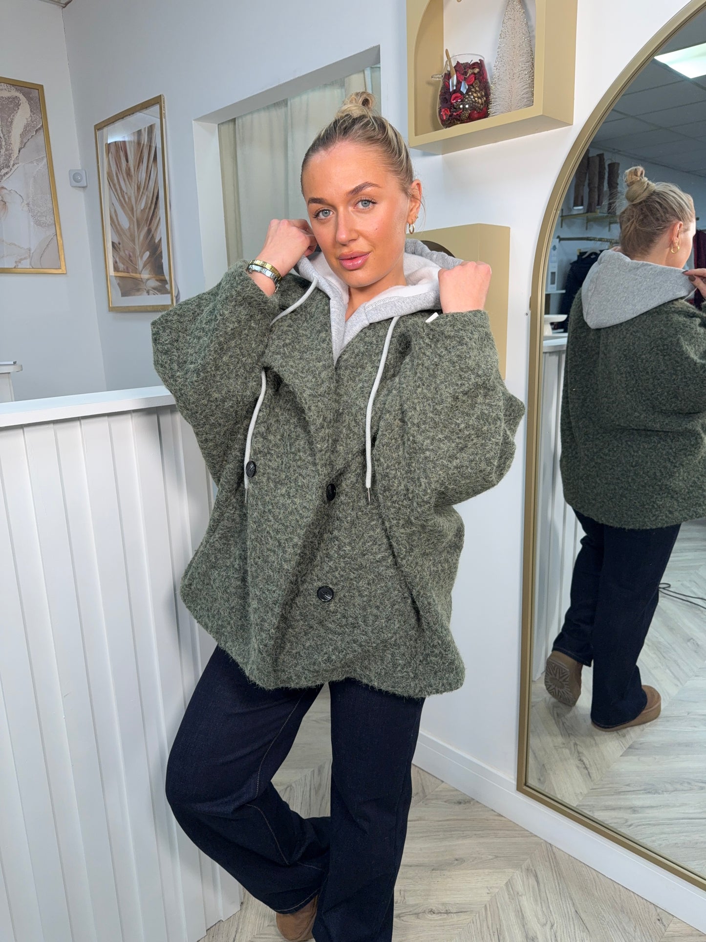 Odessa Jacket with Grey Hooded Insert - Khaki