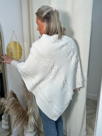 Gabriella Shimmer Cape/Poncho - Cream