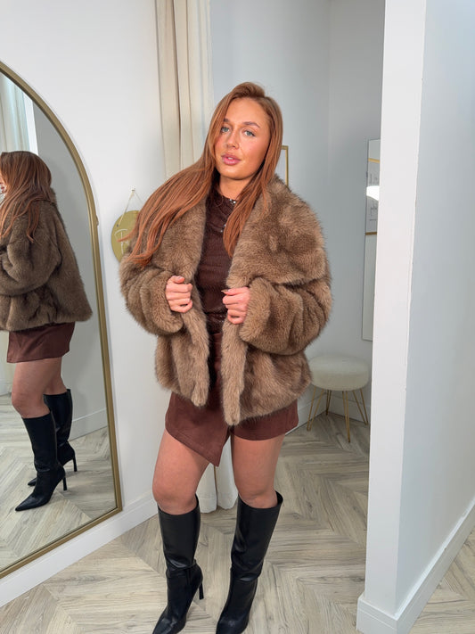 Livvy Faux Fur Jacket - Brown