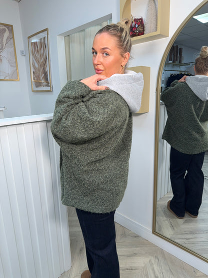 Odessa Jacket with Grey Hooded Insert - Khaki