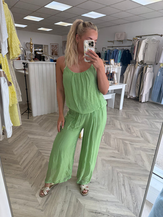 Bev Silk Jumpsuit - Lime
