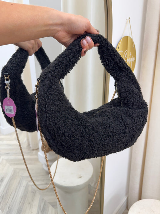 Isolde Teddy Handbag - BLACK