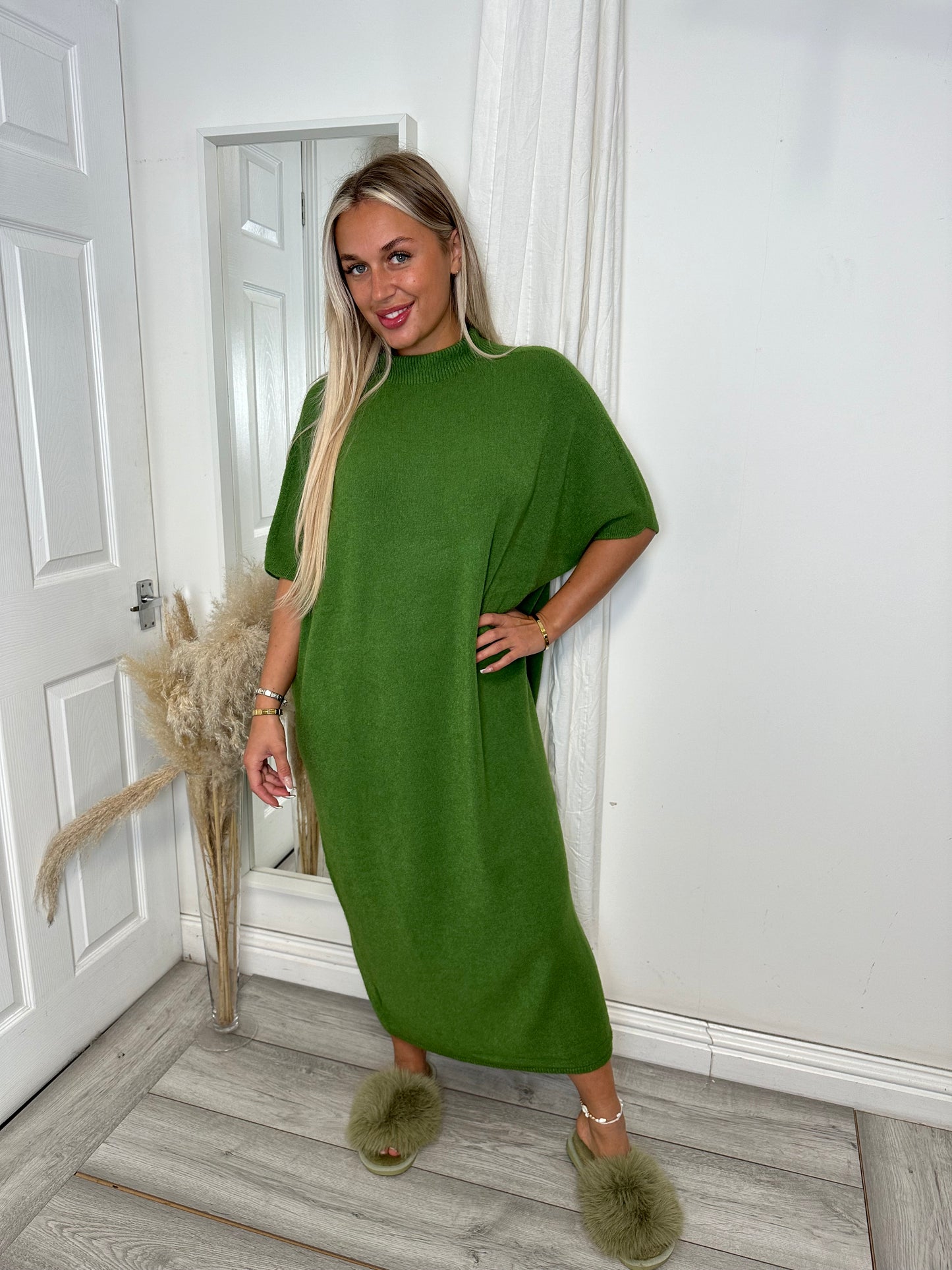 Forest Green Erika Maxi Fine Knit Maxi Jumper Dress