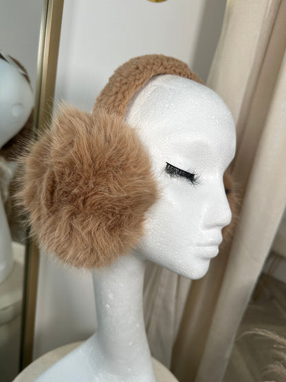 Fluffy Ear Muffs - Camel