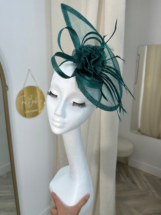 Cassidy Half Disc Fascinator - FOREST GREEN