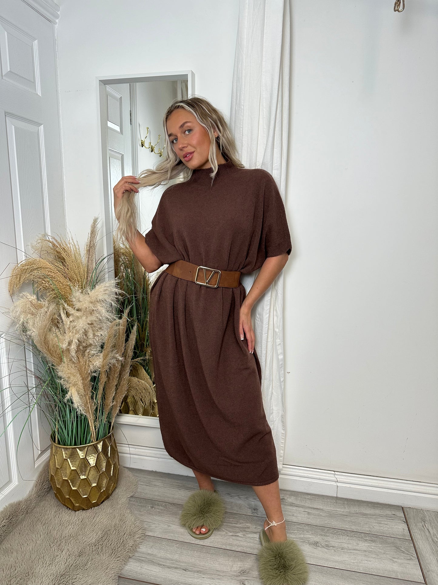 Chocolate Erika Maxi Fine Knit Maxi Jumper Dress