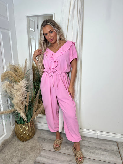 Pastel Pink Liberty Frilly Jumpsuit
