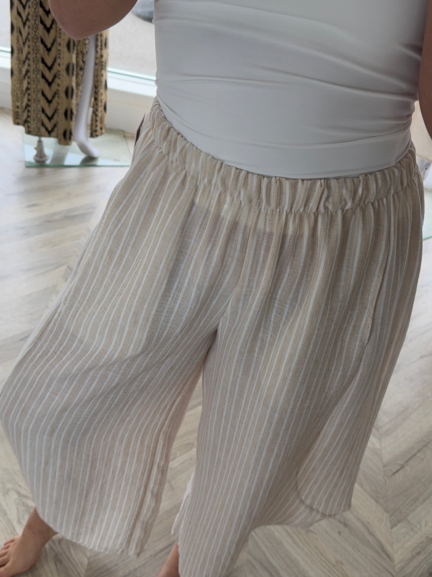 Ophelia Pinstriped Balloon Trouser - Nude