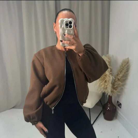 Lucy Bomber Jacket - DARK BROWN