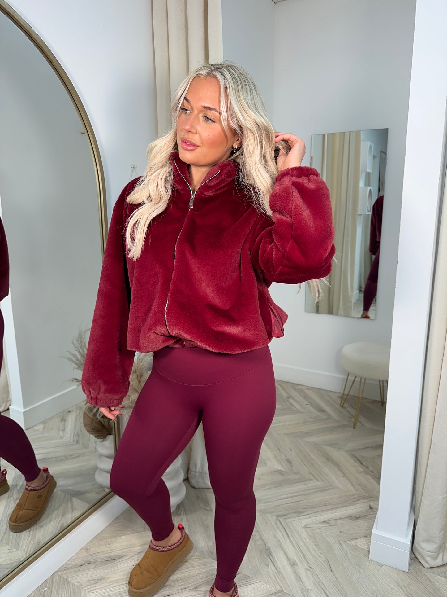 Fur Hannah Zip Jacket - Burgundy