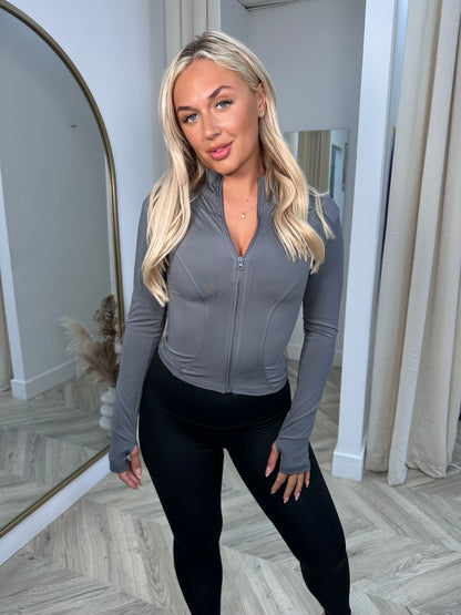 Grey Zip Up Sport Sculpt Jacket