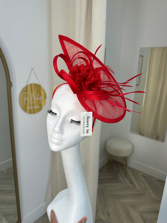 Cassidy Half Disc Fascinator - RED