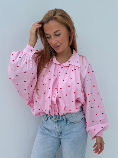 Amélie Heart Blouse - Pink