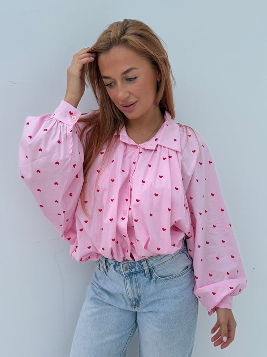 Amélie Heart Blouse - Pink