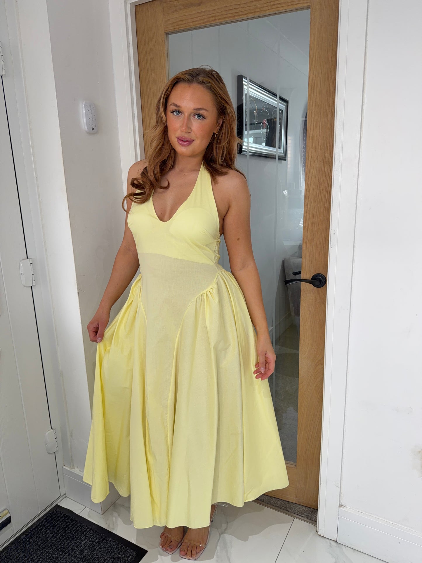 Paia Lemon Midi Halter-neck Dress