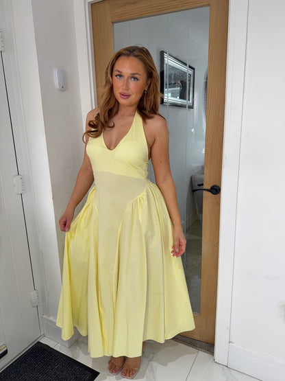 Paia Lemon Midi Halter-neck Dress