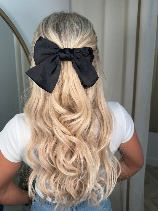 Short Tie Hair Bow - Black