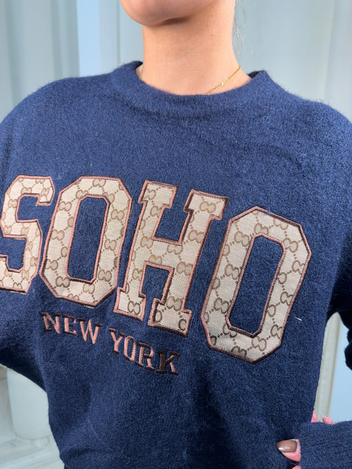 Knitted Soho Printed Sweater - Navy