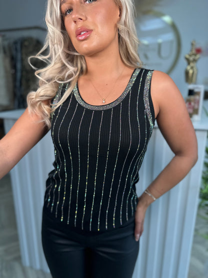 Kienna Diamond Stud Vest - BLACK