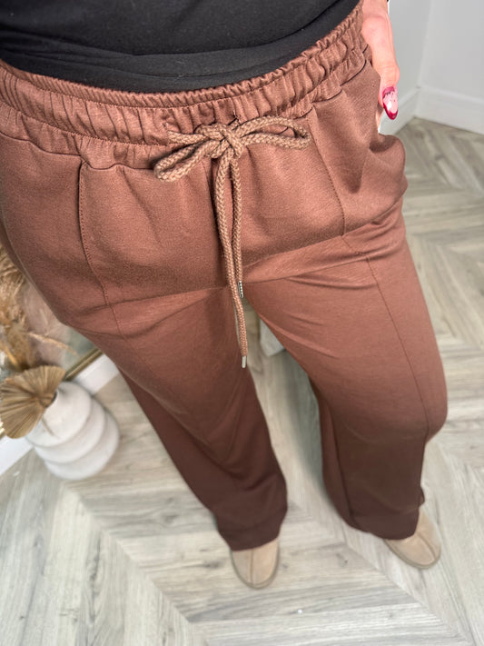 Chloe Lined Joggers - Chocolate