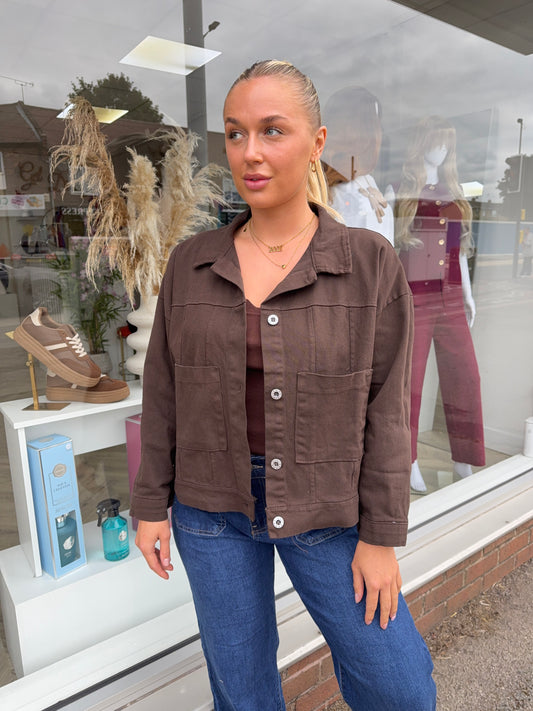 Daphne Denim Jacket - Chocolate