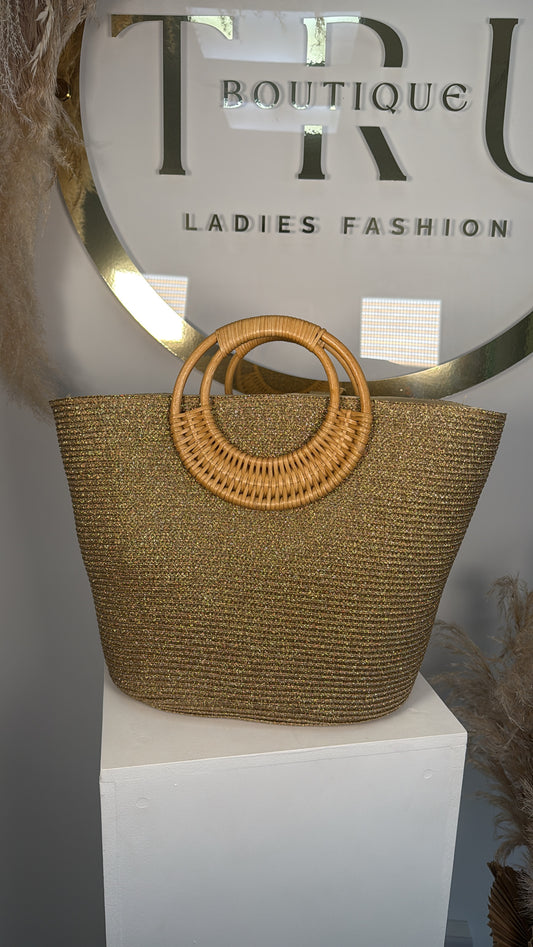 Faith Gold Beach Bag