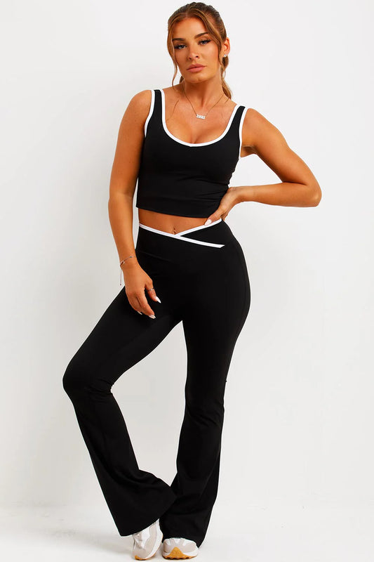 Anastasia Black & White Contrast Flared Active Set