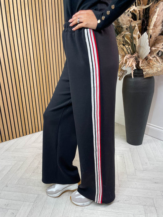 Pinstriped Joggers - Black