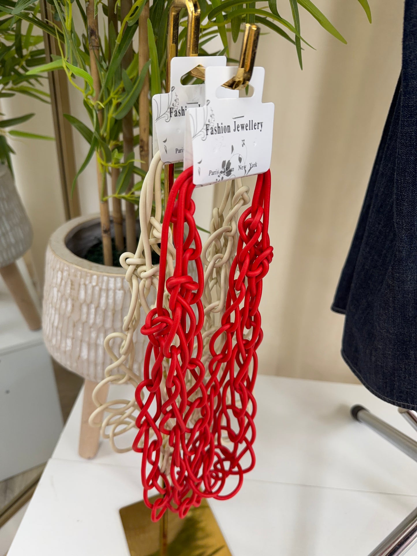 Salty Hoop Necklace - Red