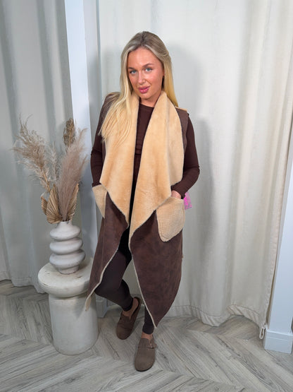Embry Fur Lining Gillet - Brown