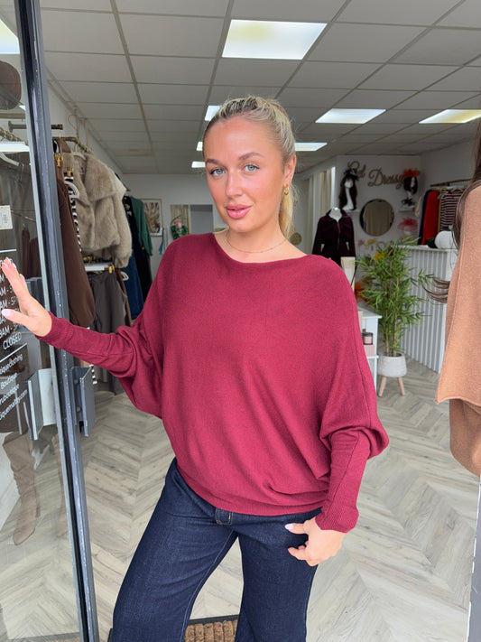 Nessa Slouchy Sweater - BURGUNDY