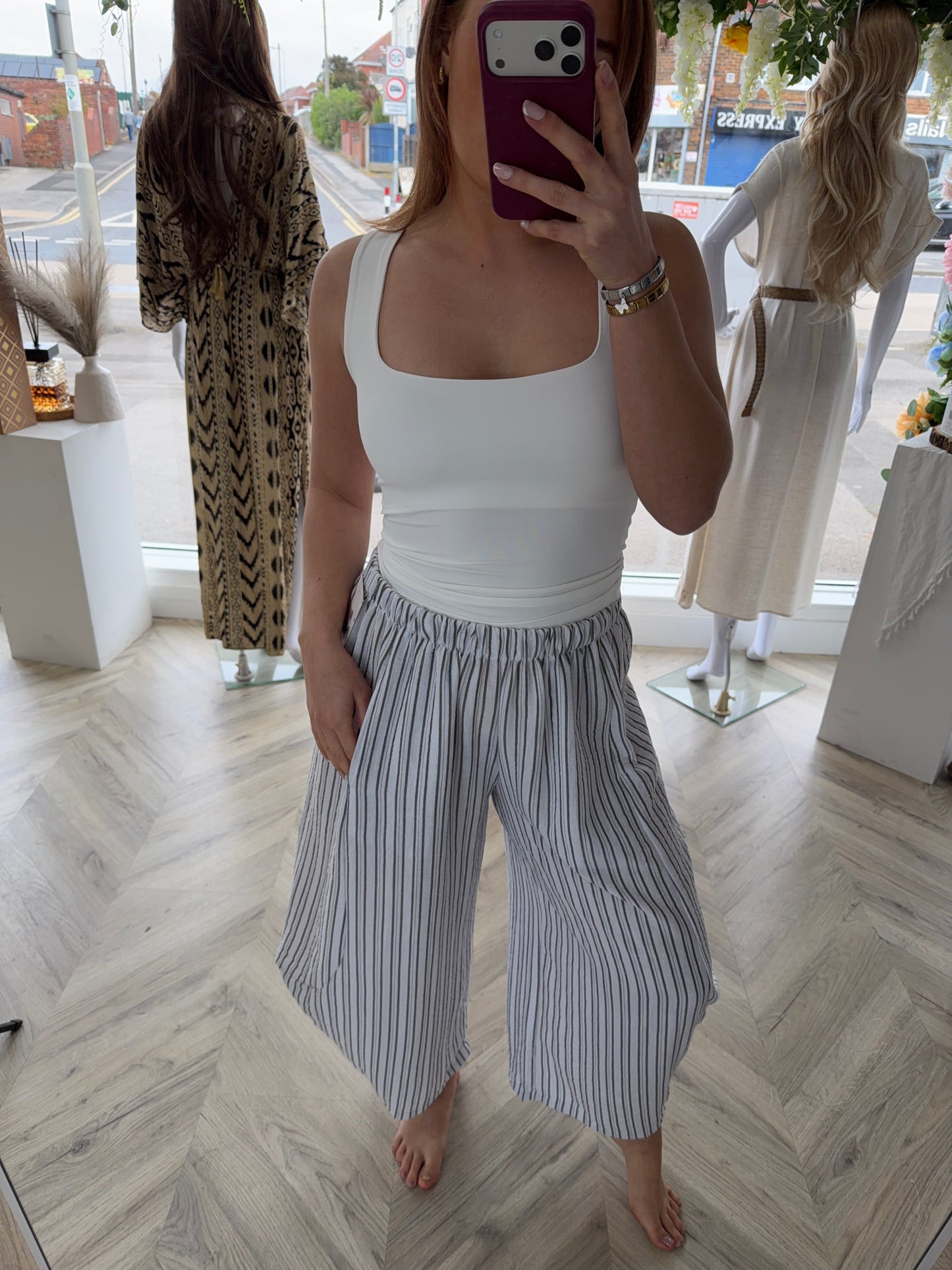 Ophelia Pinstriped Balloon Trouser - Black