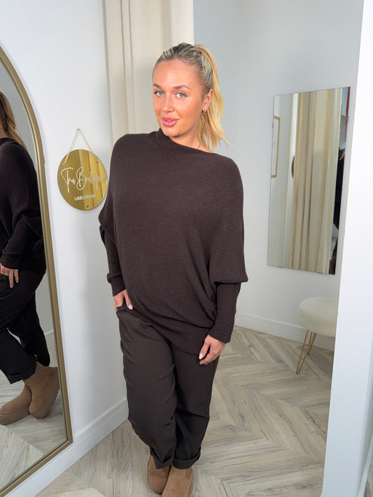 Dark Brown Erika Asymmetric Jumper