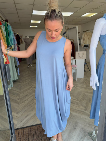 Megan Parachute Dresse - Denim Blue